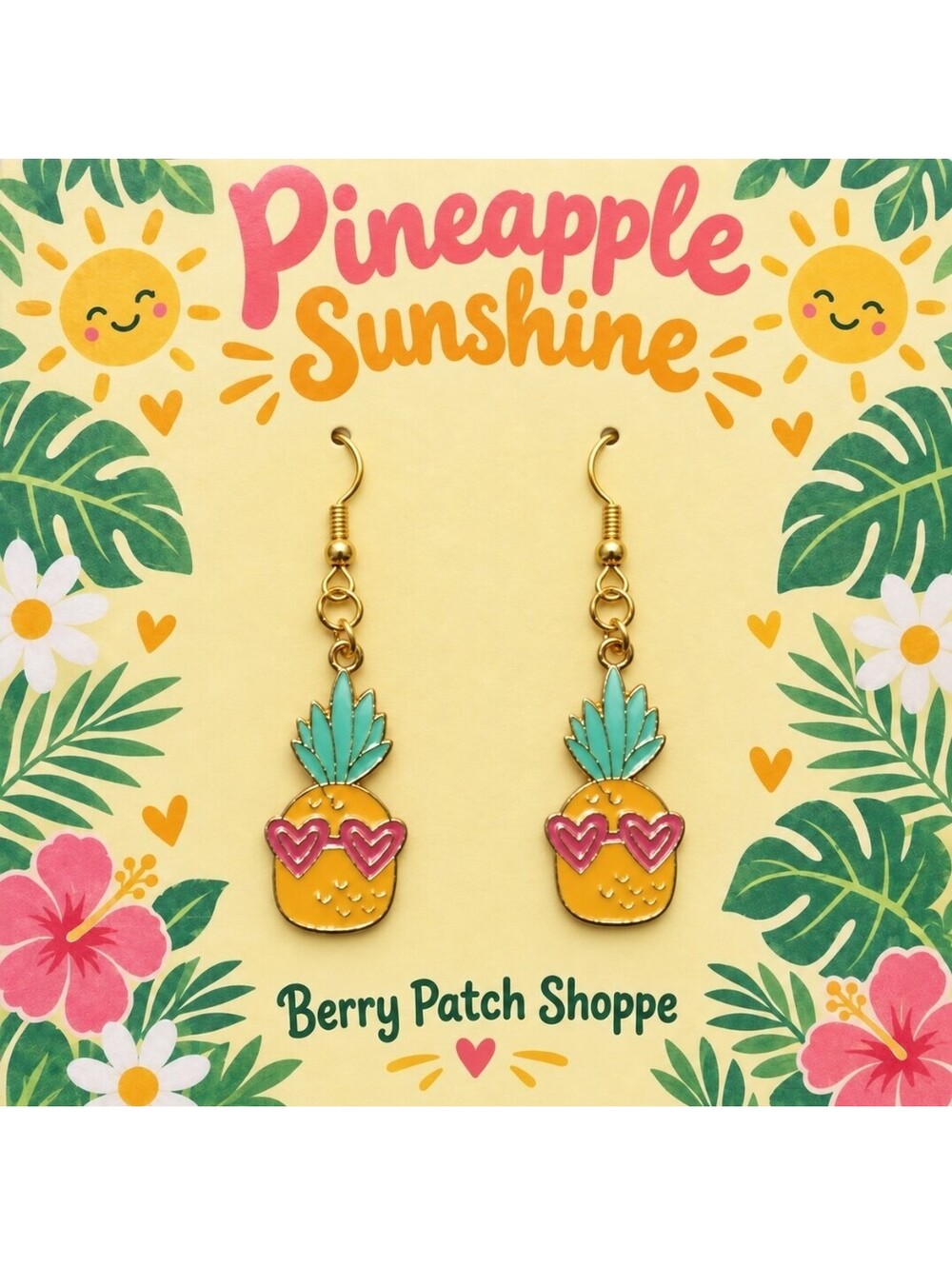 Pineapple Sunshine Tropical Summer Beach Aloha Earring